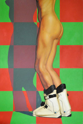 THINKE - WHITE SKI BOOTS // 80x120 cm // acrylic & oil on canvas