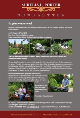 2020: Newsletter "Gartenlesung in Corona-Zeit"
