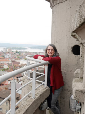 Auf dem historischen Wasserturm, 27 Meter über der Stadt