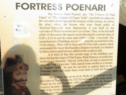 Info-Tafel zu Vlad III. und seiner Festung