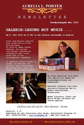 2018: Newletter "Galerielesung mit Musik"