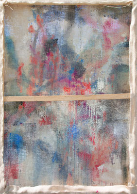 durchsickernd – Mischtechnik auf Jute und Holz  – 98 x 137 cm – 2019