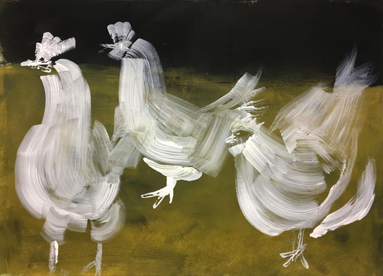 Die Hühner, Acryl, 65 x 45 cm