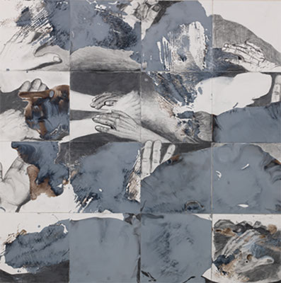 Berührungen, Mischtechnik, 100 x 100 cm