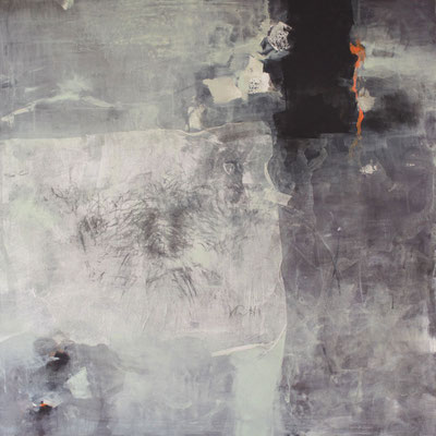 Korrespondenz mit dem Ofen, Mischtechnik, 100 x 100 cm