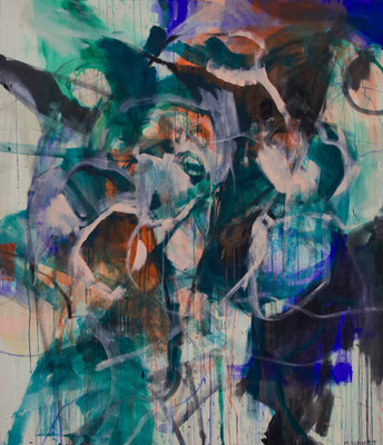 ansammlung – Acryl/Ölkreide auf Leinwand – 150 x 175 cm – 2018-19