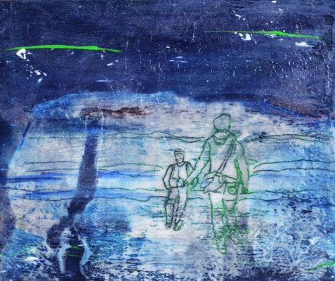 sich treffen | Wachstechnik | 30 x 25 cm