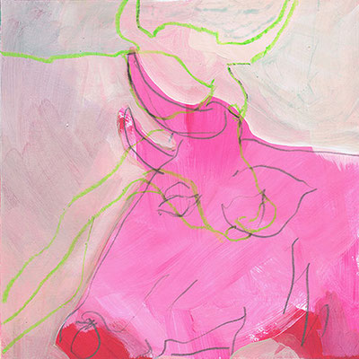 Kuh 1, Acryl, 20 x 20 cm