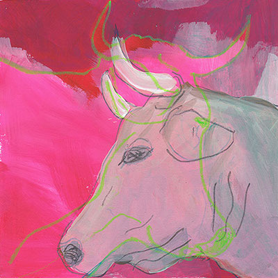 Kuh 2, Acryl, 20 x 20 cm