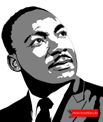Dr. Martin Luther King, Jr. MLK, Martin Luther King / MLK, black and white silhouette illustration by Marcin Adrian #photoshopcs6 #adobe #photoshop #Illustration