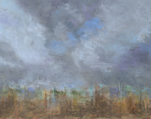 Imagine le ciel qui se voile de nuages - pastel - 40x60