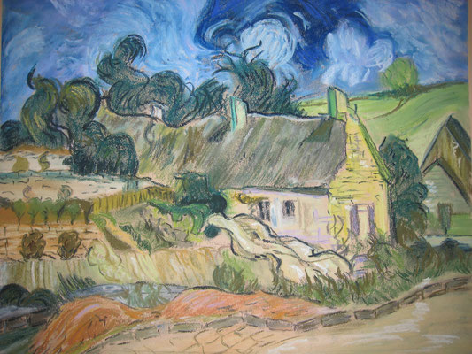Copie Van Gogh 'cyprès' - pastel - 40x50