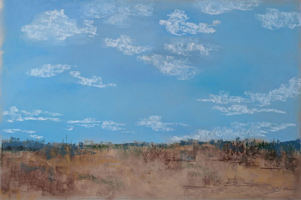 Imagine un ciel bleu azur et quelques stratus - pastel - 40x60