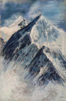 Aiguille de Bionnassay&Mont-Blanc - pastel - 60x40