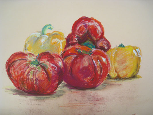 poivrons - pastel - 30x40