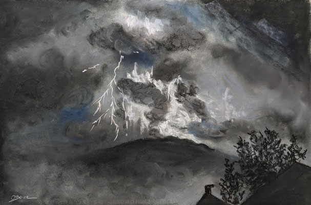Imagine l'orage qui crépite - pastel - 40x60