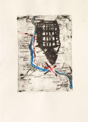 treasuremaps A: 3, 21 cm x 29,7 cm Papierlithografie und Zeichnung, 2020