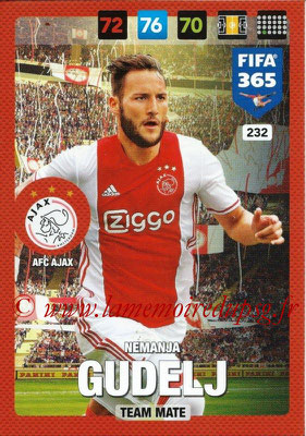 2016-17 - Panini Adrenalyn XL FIFA 365 - N° 232 - Nemanja GUDELJ (AFC Ajax)