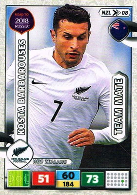 2018 - Panini Road to FIFA World Cup Russia Adrenalyn XL - N° NZL08 - Kosta BARBAROUSES (Nouvelle-Zélande)