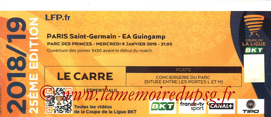 Tickets  PSG-Guingamp  2018-19