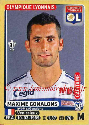 2015-16 - Panini Ligue 1 Stickers - N° 208 - Maxime GONALONS (Olympique Lyonnais) (Capitaine)