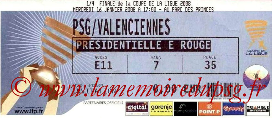 Tickets  PSG-Valenciennes  2007-08