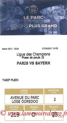Tickets  PSG-Bayern  2017-18