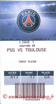 Tickets PSG-Toulouse  2014-15