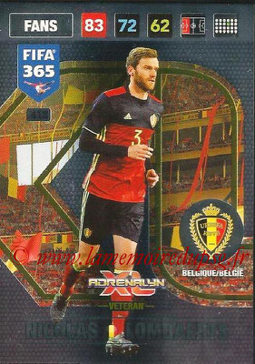 2016-17 - Panini Adrenalyn XL FIFA 365 - N° 418 - Nicolas LOMBAERTS (Belgique) (Veteran)