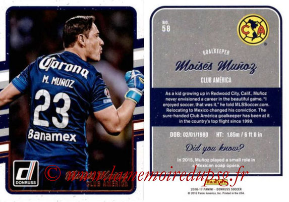 2016 - Panini Donruss Cards - N° 058 - Moisés MUNOZ (Club América)