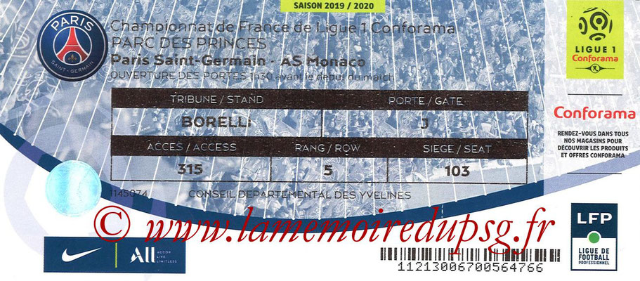 Tickets  PSG-Monaco  2019-20