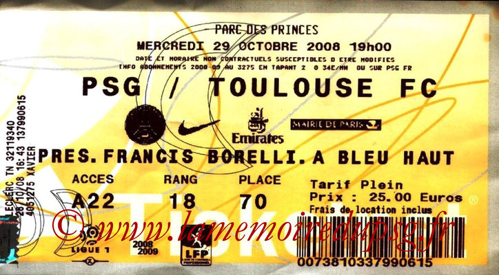 Tickets  PSG-Toulouse  2008-09