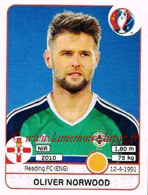 Panini Euro 2016 Stickers - N° 340 - Oliver NORWOOD (Irlande du Nord)