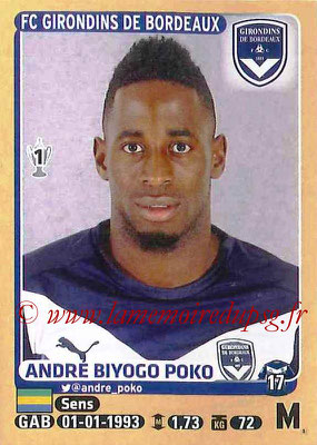 2015-16 - Panini Ligue 1 Stickers - N° 085 - André BIYOGO POKO (FC Girondins de Bordeaux)