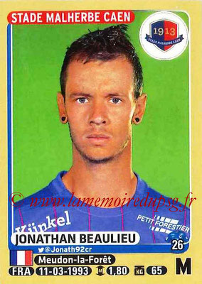 2015-16 - Panini Ligue 1 Stickers - N° 110 - Jonathan BEAULIEU (SM Caen)