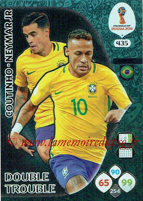 2018 - Panini FIFA World Cup Russia Adrenalyn XL - N° 435 - Philippe COUTINHO + NEYMAR Jr. (Bresil) (Double Trouble)