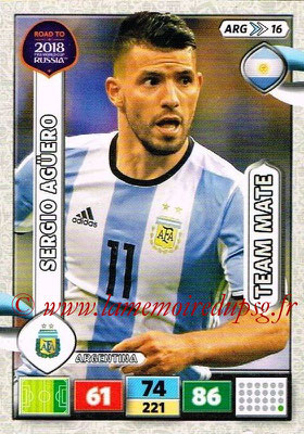 2018 - Panini Road to FIFA World Cup Russia Adrenalyn XL - N° ARG16 - Sergio AGUERO (Argentine)