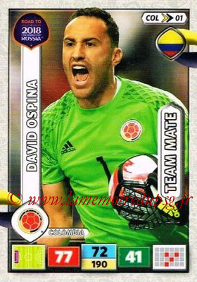 2018 - Panini Road to FIFA World Cup Russia Adrenalyn XL - N° COL01 - David OSPINA (Colombie)