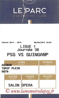 Tickets  PSG-Guingamp  2014-15