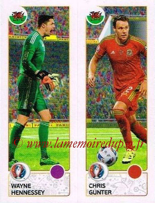 Panini Euro 2016 Stickers - N° 202 - Wayne HENNESSEY +Chris GUNTER (Pays de Galles)