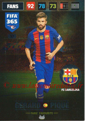 2016-17 - Panini Adrenalyn XL FIFA 365 - N° 057 - Gerard PIQUE (FC Barcelone) (Fans' Favourite)