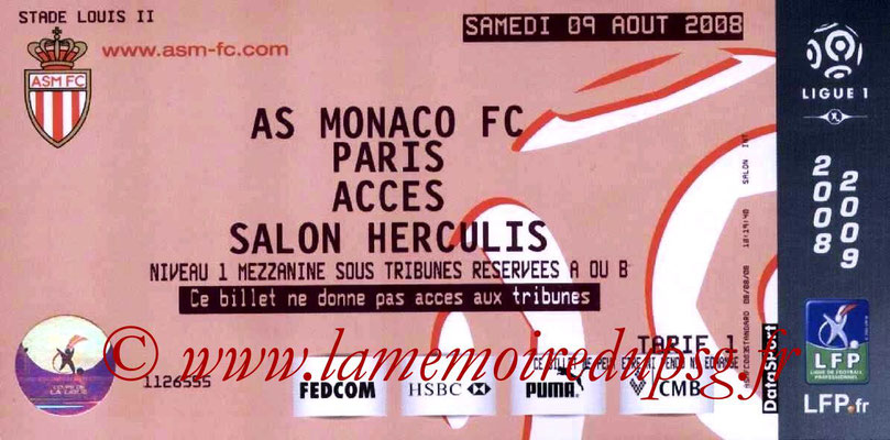 Tickets  Monaco-PSG  2008-09