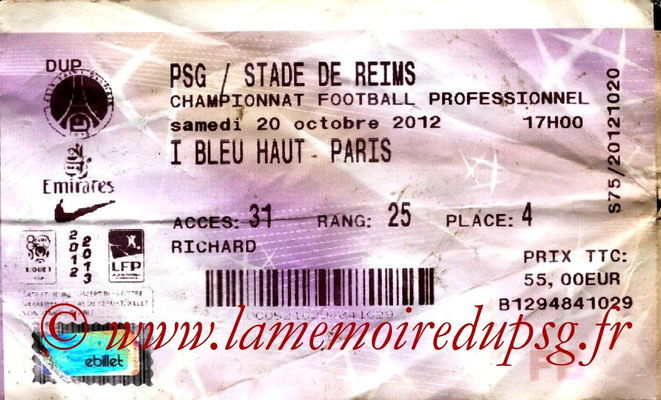 Tickets  PSG-Reims  2012-13