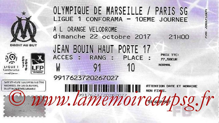 Tickets  Marseille-PSG  2017-18