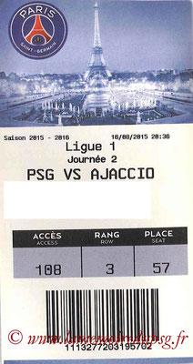 Tickets  PSG-Gazelec Ajaccio  2015-16