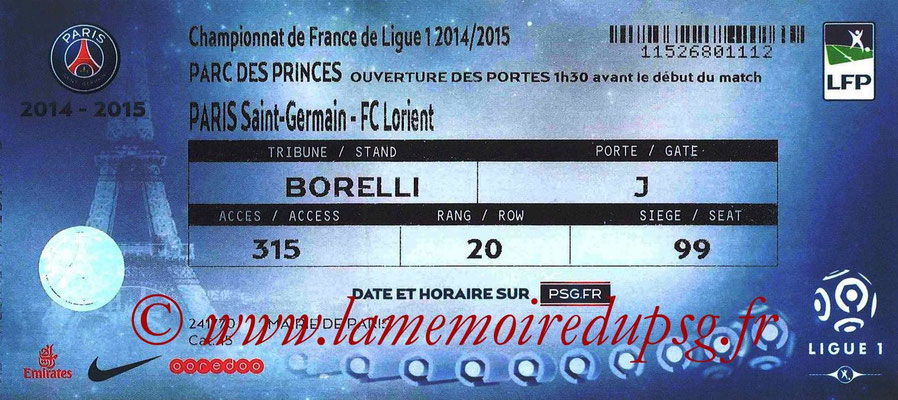 Tickets  PSG-Lorient  2014-15