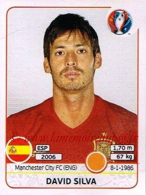 Panini Euro 2016 Stickers - N° 368 - David SILVA (Espagne)