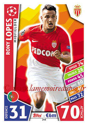 2017-18 - Topps UEFA Champions League Match Attax - N° 248 - Rony LOPES (AS Monaco)