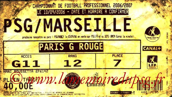 Tickets  PSG-Marseille  2006-07