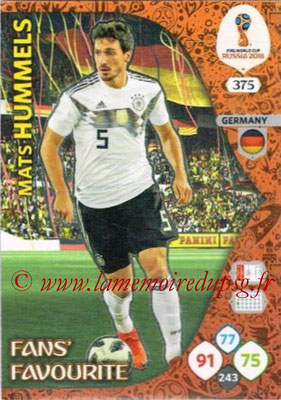 2018 - Panini FIFA World Cup Russia Adrenalyn XL - N° 375 - Mats HUMMELS (Allemagne) (Fans' Favourite)